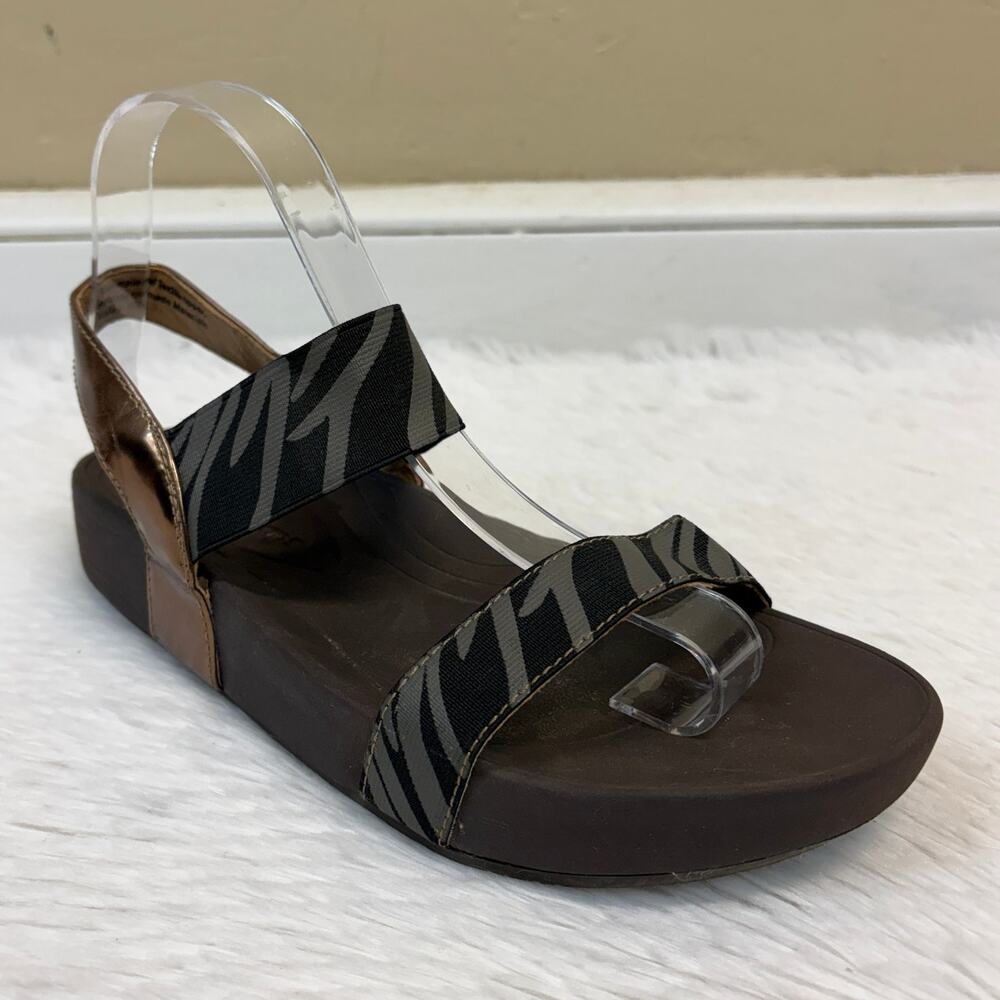 Baretraps Gazelle Zebra/Gold Platform Sandals Women's Size 8